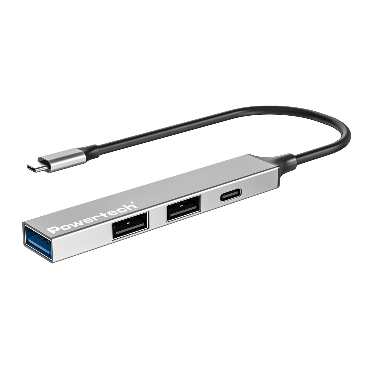 PT-1412 POWERTECH USB hub PT-1412, 4x θυρών, USB 3.2, 5Gbps, USB-C σύνδεση, γκρι - Image 1