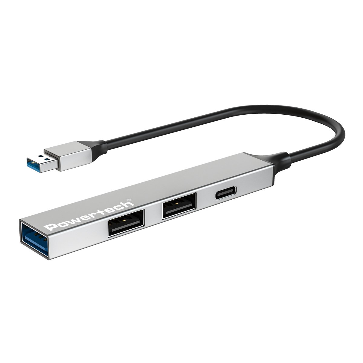 PT-1413 POWERTECH USB hub PT-1413, 4x θυρών, USB 3.2, 5Gbps, USB σύνδεση, γκρι - Image 1