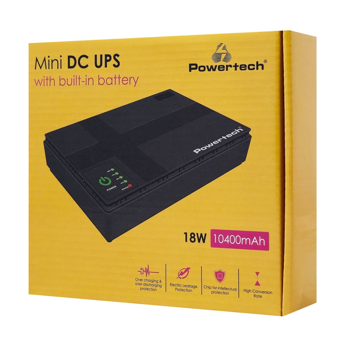 PT-1434-3 POWERTECH mini DC UPS PT-1434, 18W, 10400mAh, 3x DC, USB/LAN/POE, μαύρο - Image 4