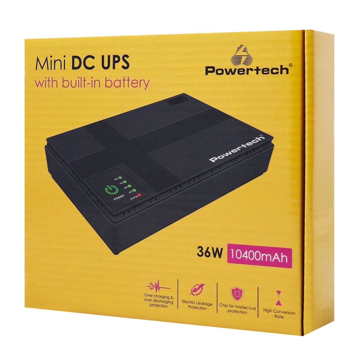 PT-1435-3 POWERTECH mini DC UPS PT-1435, 36W, 10400mAh, 3x DC, USB/LAN/POE, μαύρο - Image 4