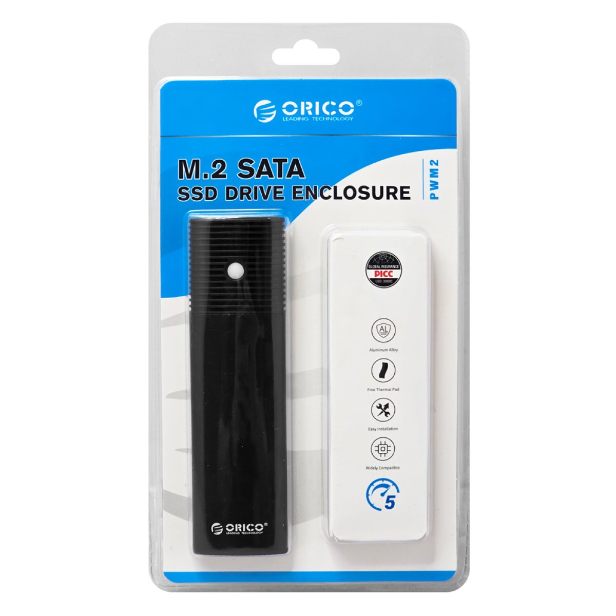 ORICO θήκη για M.2 SATA SSD PWM2, 5Gbps, μαύρη - Image 6