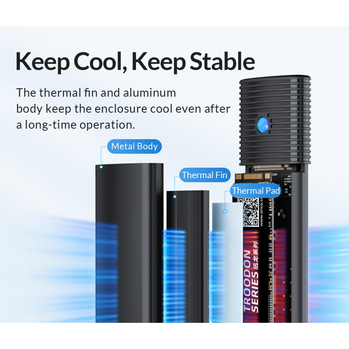 ORICO θήκη για Μ.2 NVMe SSD PWM2-G2-BK-EP, 10Gbps, έως 4TB, μαύρη - Image 4