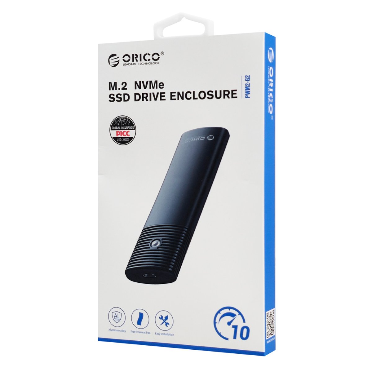 ORICO θήκη για Μ.2 NVMe SSD PWM2-G2-BK-EP, 10Gbps, έως 4TB, μαύρη - Image 9