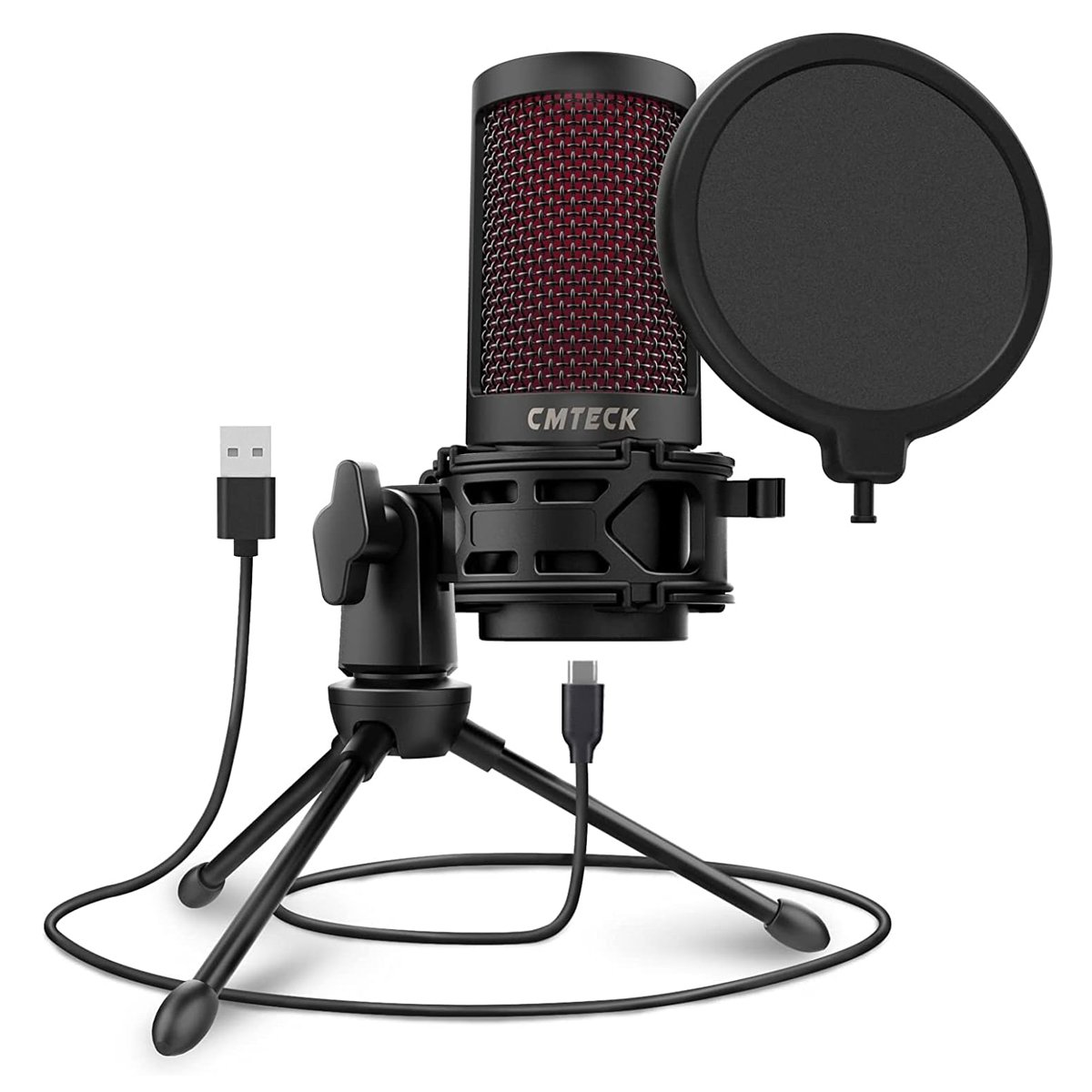XM550 CMTECK επιτραπέζιο μικρόφωνο XM550 με pop φίλτρο, καρδιοειδές, USB, μαύρο - Image 1