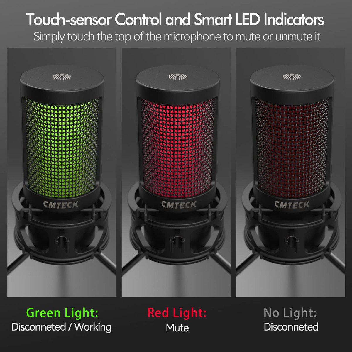 XM550-3 CMTECK επιτραπέζιο μικρόφωνο XM550 με pop φίλτρο, καρδιοειδές, USB, μαύρο - Image 4