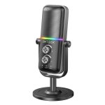 CMTECK επιτραπέζιο μικρόφωνο XM600, omnidirectional/καρδιοειδές, USB, RGB LED, μαύρο