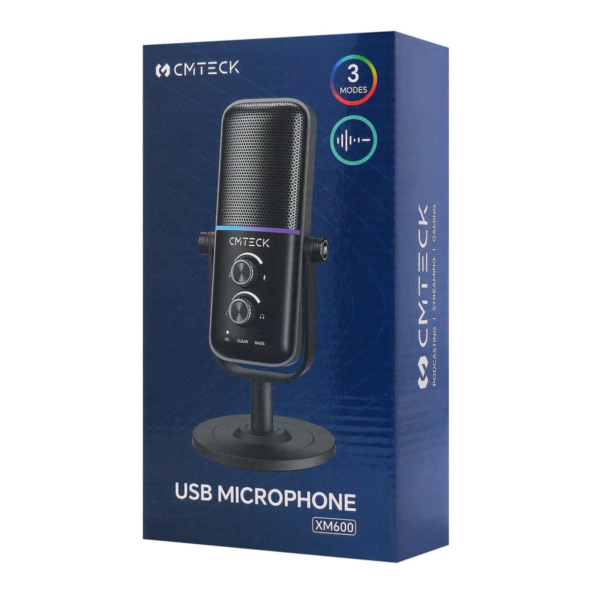 XM600-7 CMTECK επιτραπέζιο μικρόφωνο XM600, omnidirectional/καρδιοειδές, USB, RGB LED, μαύρο - Image 8