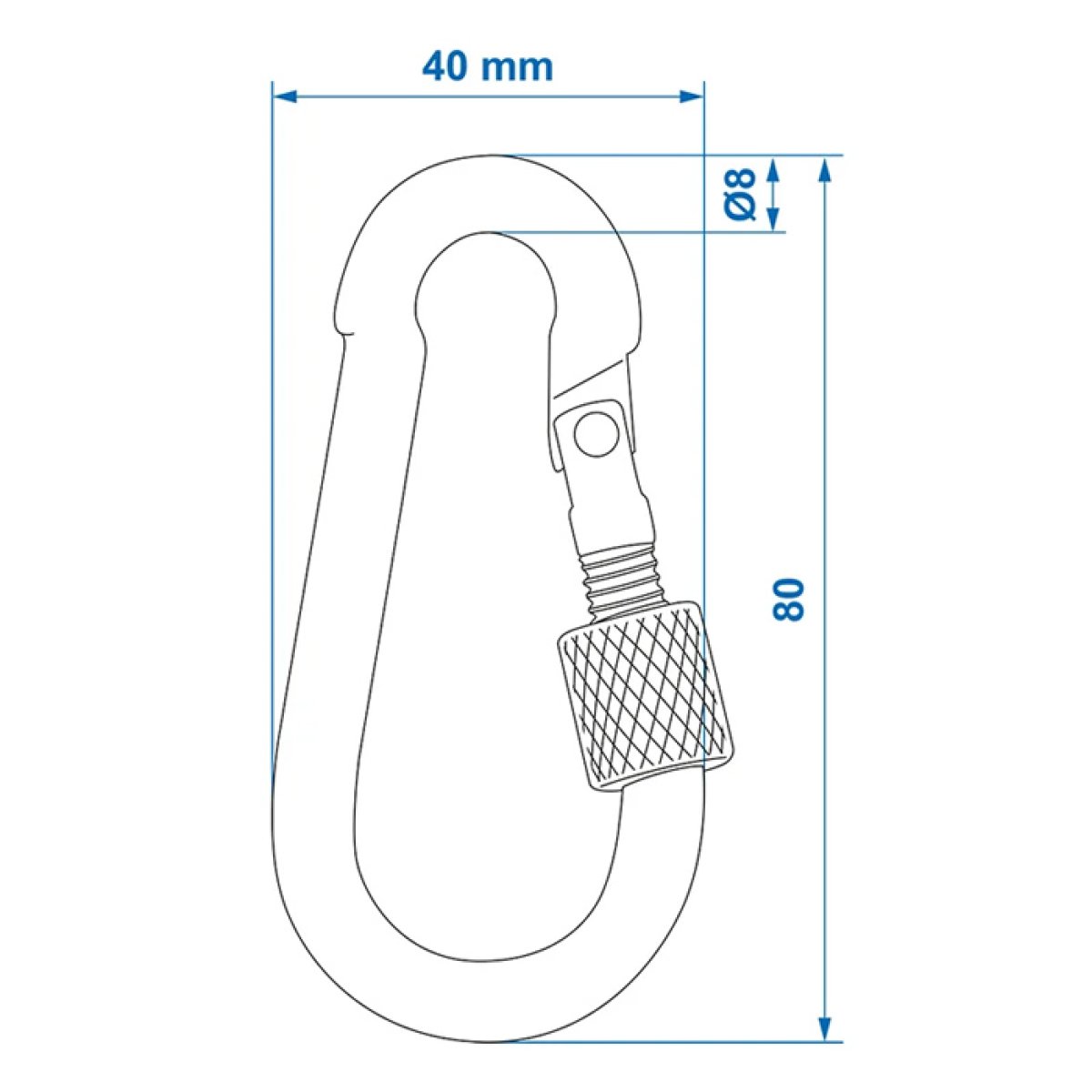 342364-1 PROPLUS καραμπίνερ ασφαλείας 342364 με βιδωτό κλείδωμα, μεταλλικός, 8x80mm - Image 2