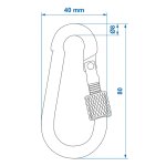 PROPLUS καραμπίνερ ασφαλείας 342364 με βιδωτό κλείδωμα, μεταλλικός, 8x80mm - Image 2