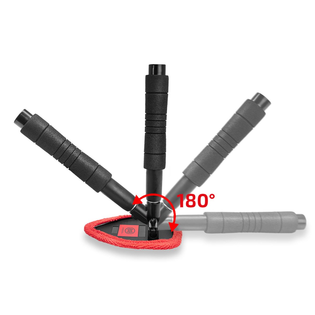 HEYNER βούρτσα με πανί μικροϊνών 407630, πτυσσόμενη έως 50cm, μαύρη/κόκκινη - Image 4