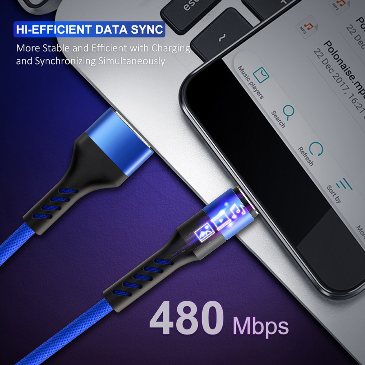 CABLETIME καλώδιο USB-C σε USB CT-C160-PU32-CMAM, 2.4A, 480Mbps, 1m, μπλε - Image 2