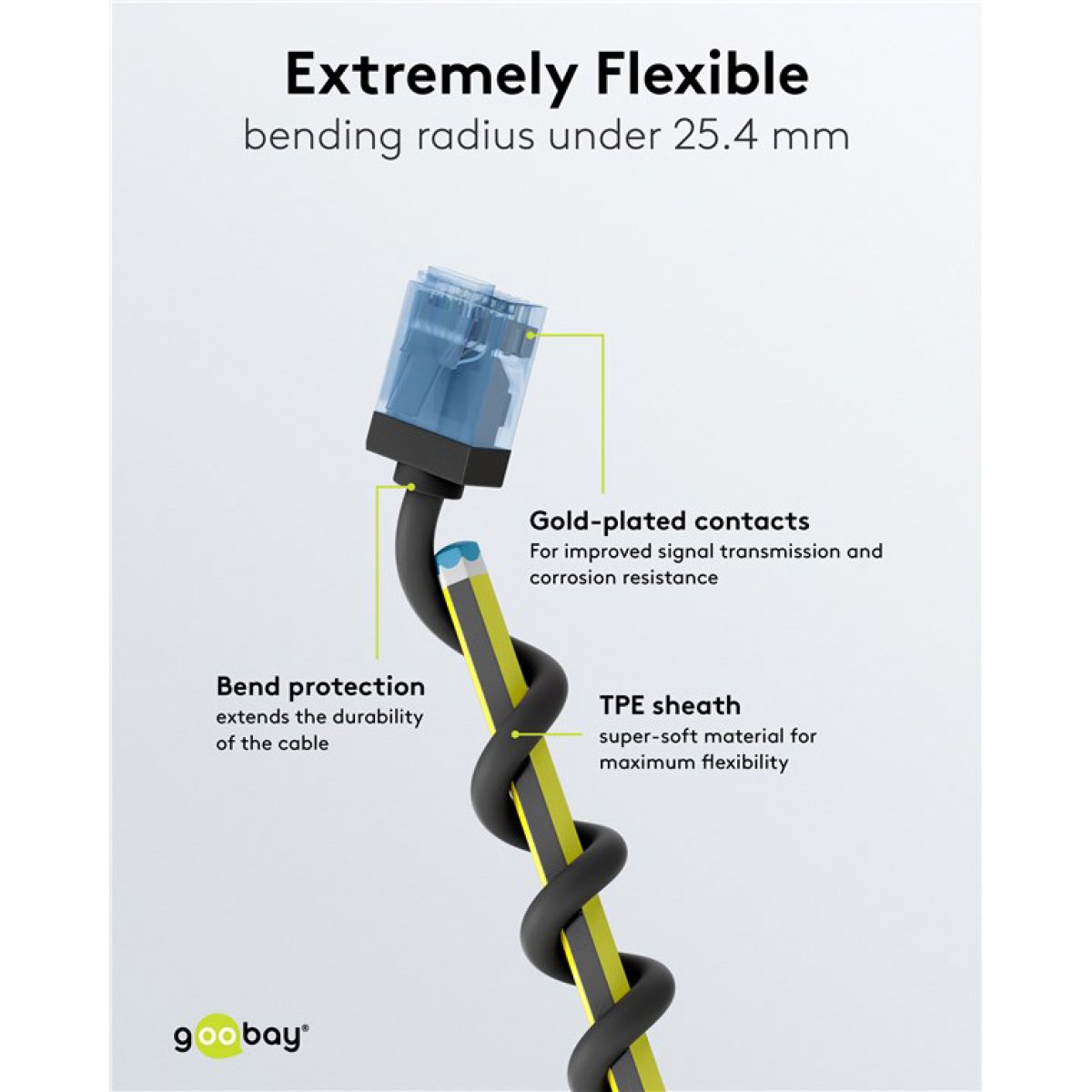 GOOBAY καλώδιο δικτύου 74241, CAT 6A U/UTP, slim, copper, 500MHz, 10m, μαύρο - Image 5