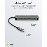 GOOBAY USB hub 76565, 4x θυρών, USB 3.2, 10Gbps, USB-C σύνδεση, γκρι - Image 4