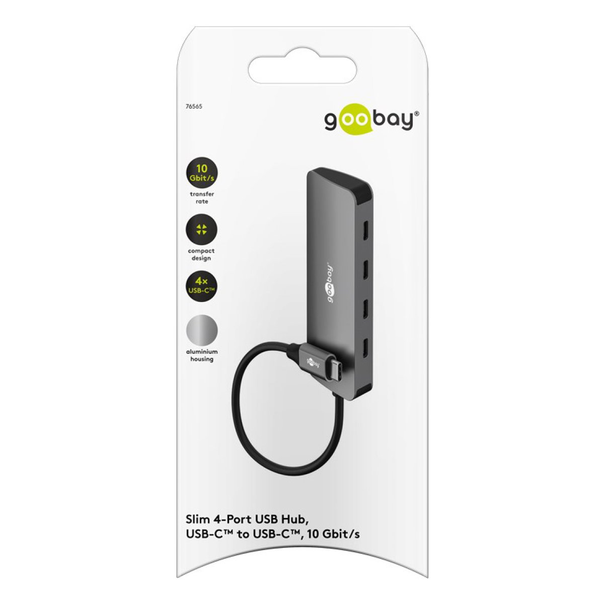GOOBAY USB hub 76565, 4x θυρών, USB 3.2, 10Gbps, USB-C σύνδεση, γκρι - Image 8