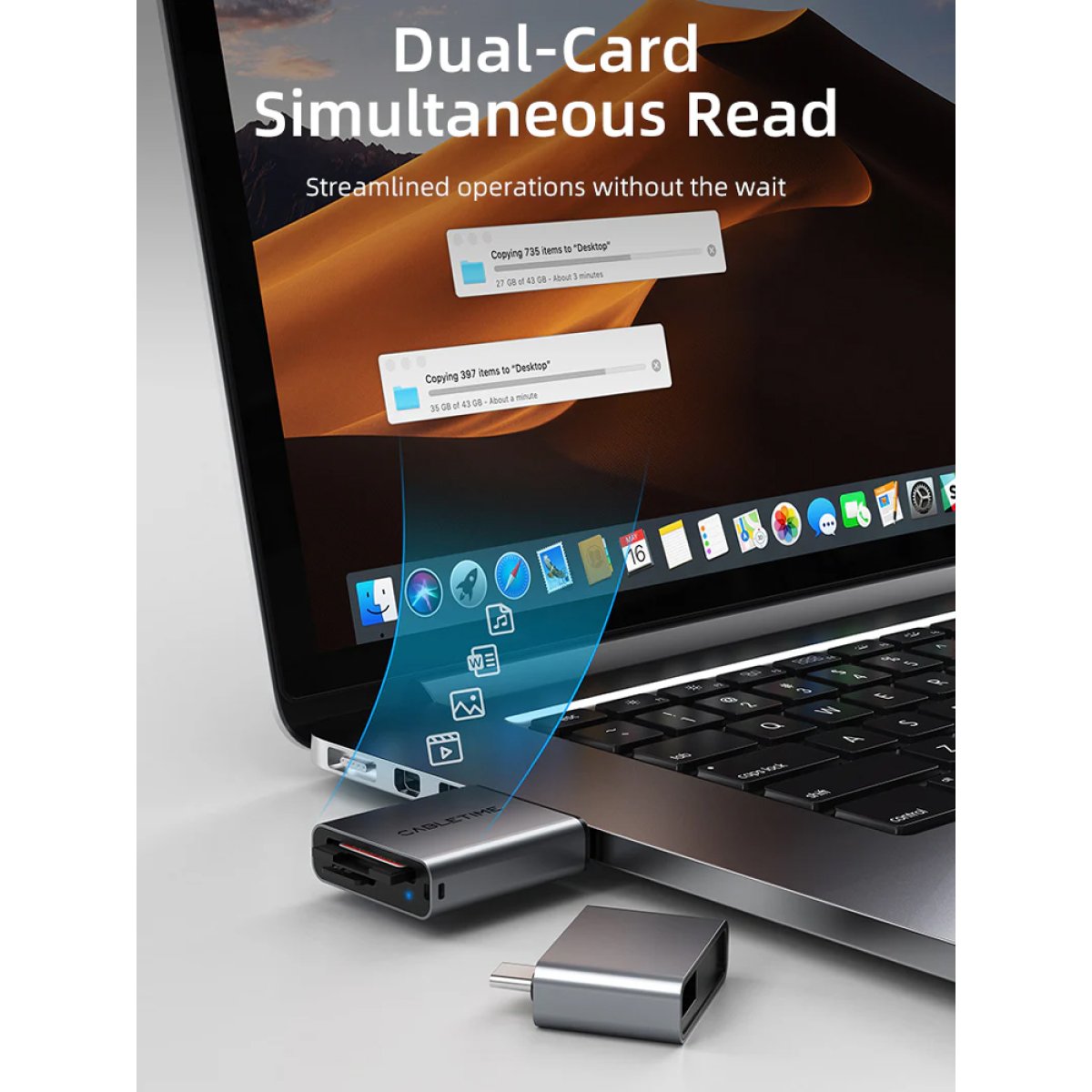 CABLETIME card reader CT-ACCD3-AG για SD & micro SD, USB 3.0, 5Gbps, γκρι - Image 5