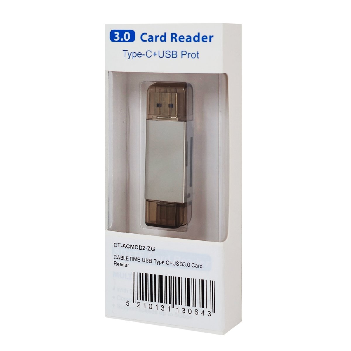CABLETIME card reader CT-ACMCD2-ZG για SD & micro SD, USB 3.0, 5Gbps, γκρι - Image 6