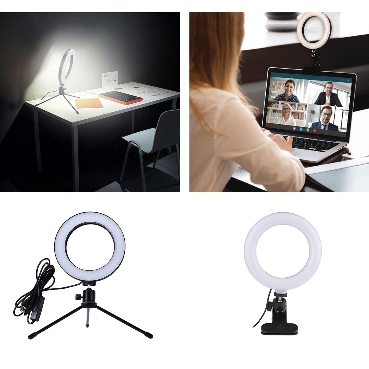 CABLETIME φωτιστικό δαχτυλίδι LED CT-LRL6-PB με μίνι τρίποδα & σφιγκτήρα, βάση smartphone, Φ16cm - Image 2