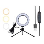 CABLETIME φωτιστικό δαχτυλίδι LED CT-LRL6-PB με μίνι τρίποδα & σφιγκτήρα, βάση smartphone, Φ16cm - Image 3