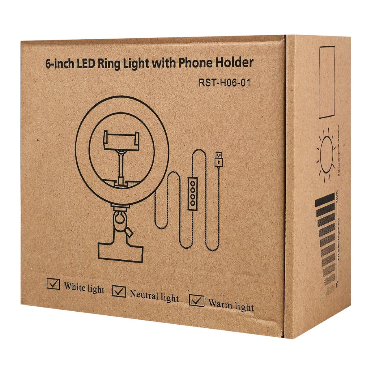 CABLETIME φωτιστικό δαχτυλίδι LED CT-LRL6-PB με μίνι τρίποδα & σφιγκτήρα, βάση smartphone, Φ16cm - Image 5