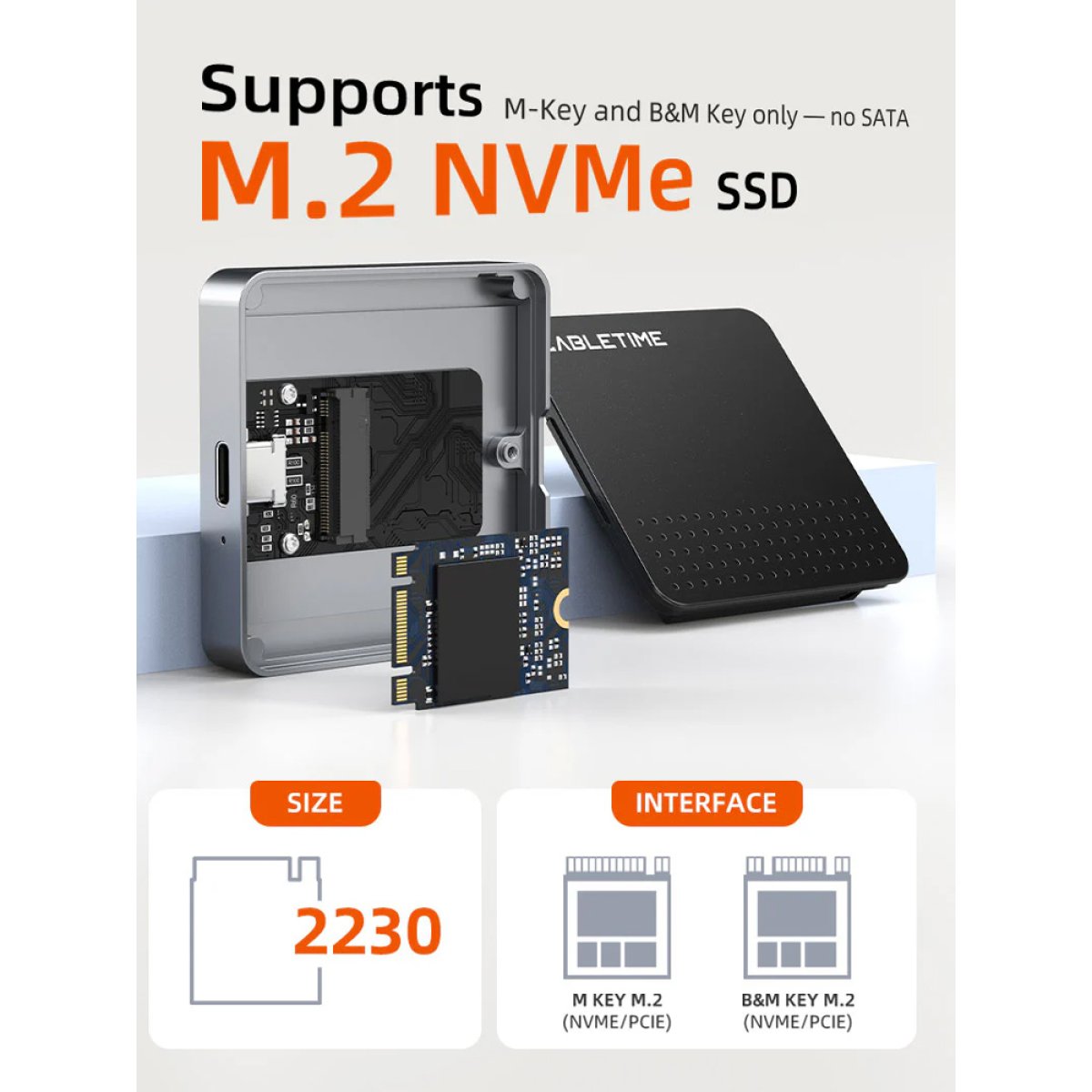 CABLETIME θήκη για M.2 NVME SSD CT-SSD04-AG, μαγνητική, 10Gbps, γκρι - Image 2