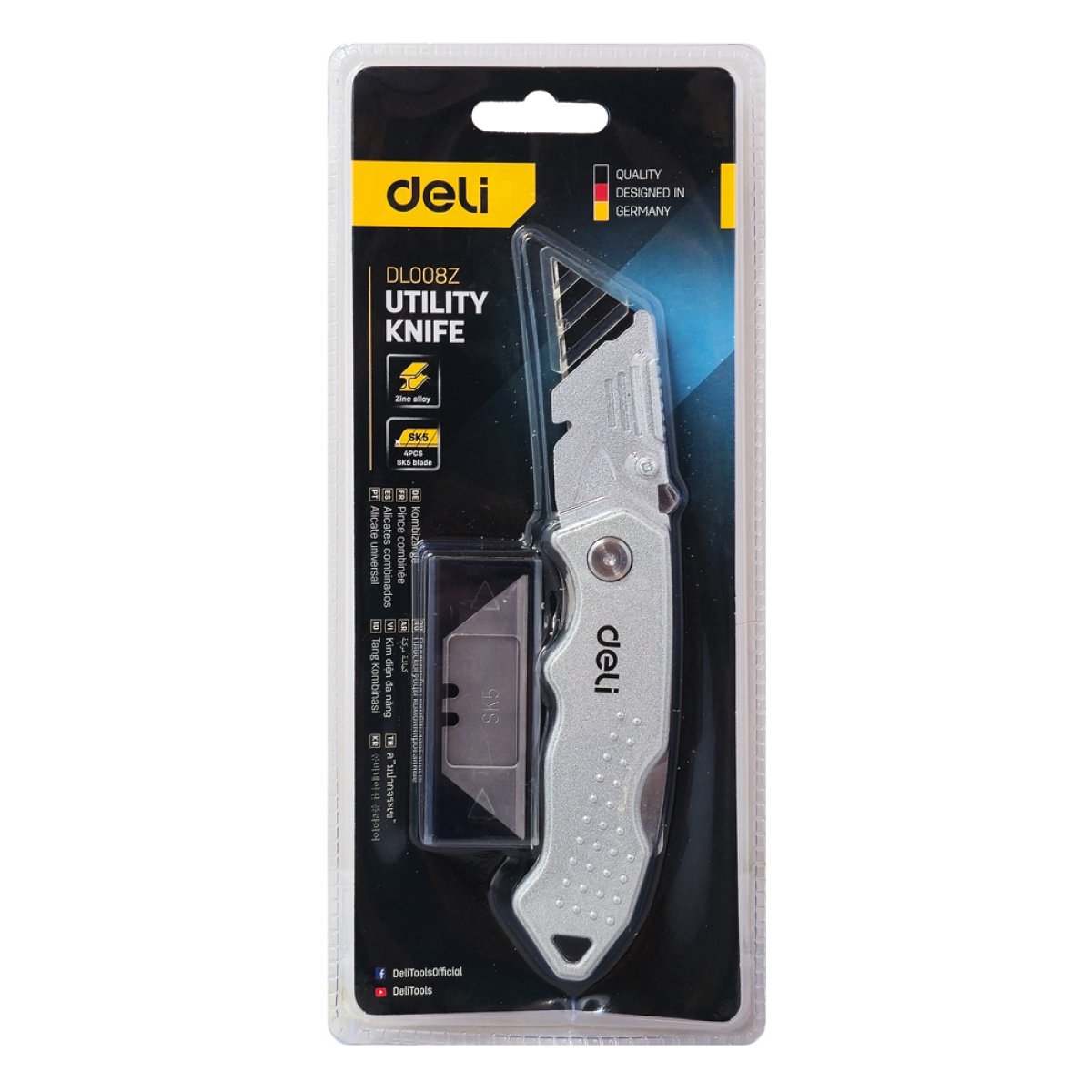 DL008Z-2 DELI κοπίδι DL008Z με ανταλλακτικές λεπίδες, μεταλλικό, 19mm, γκρι - Image 3