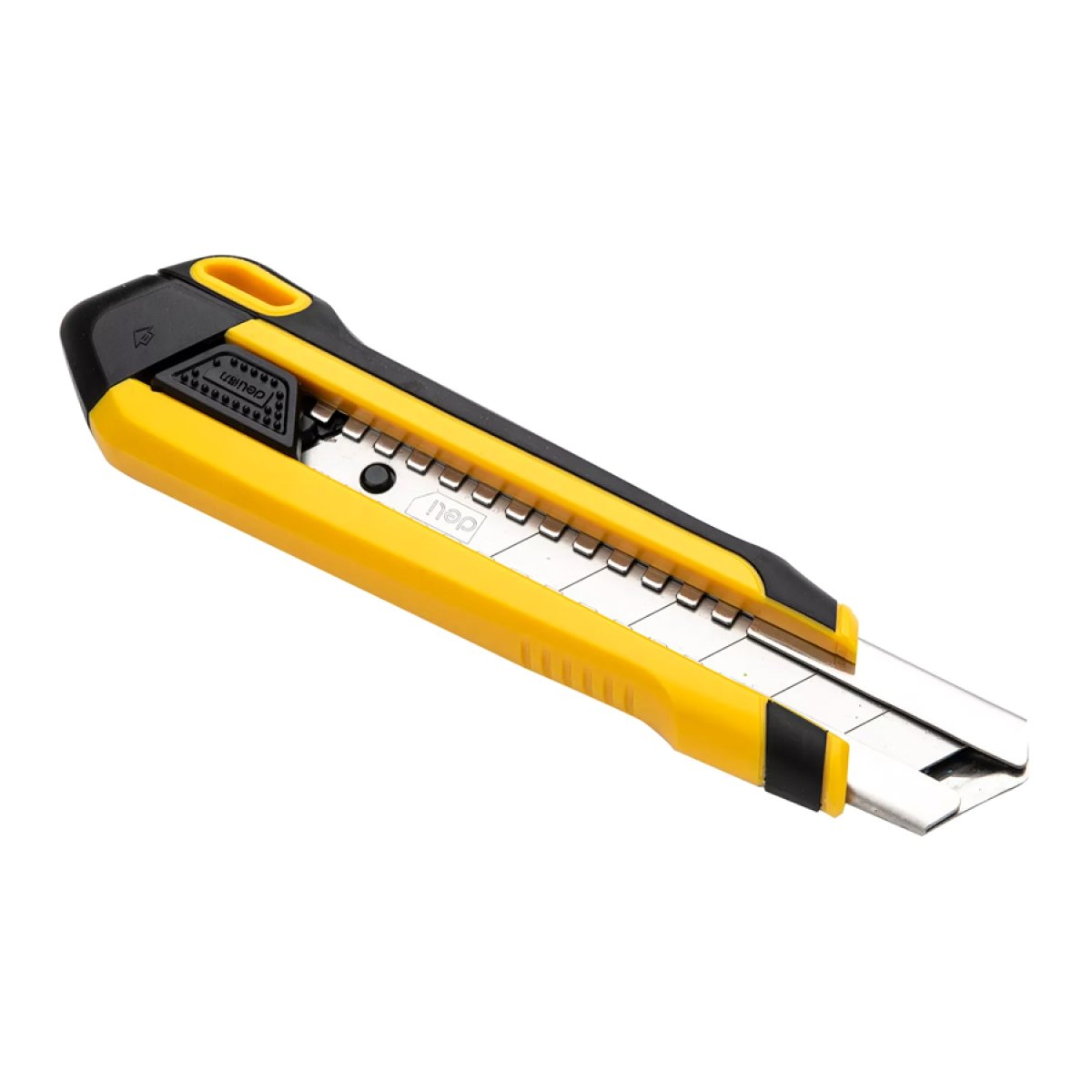 DL025 DELI πλαστικό κοπίδι με ασφάλεια DL025, 25mm, κίτρινο - Image 1