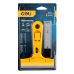 DELI ξύστρα χειρός DL4723 με ανταλλακτικές λάμες, 100mm, κίτρινη - Image 2
