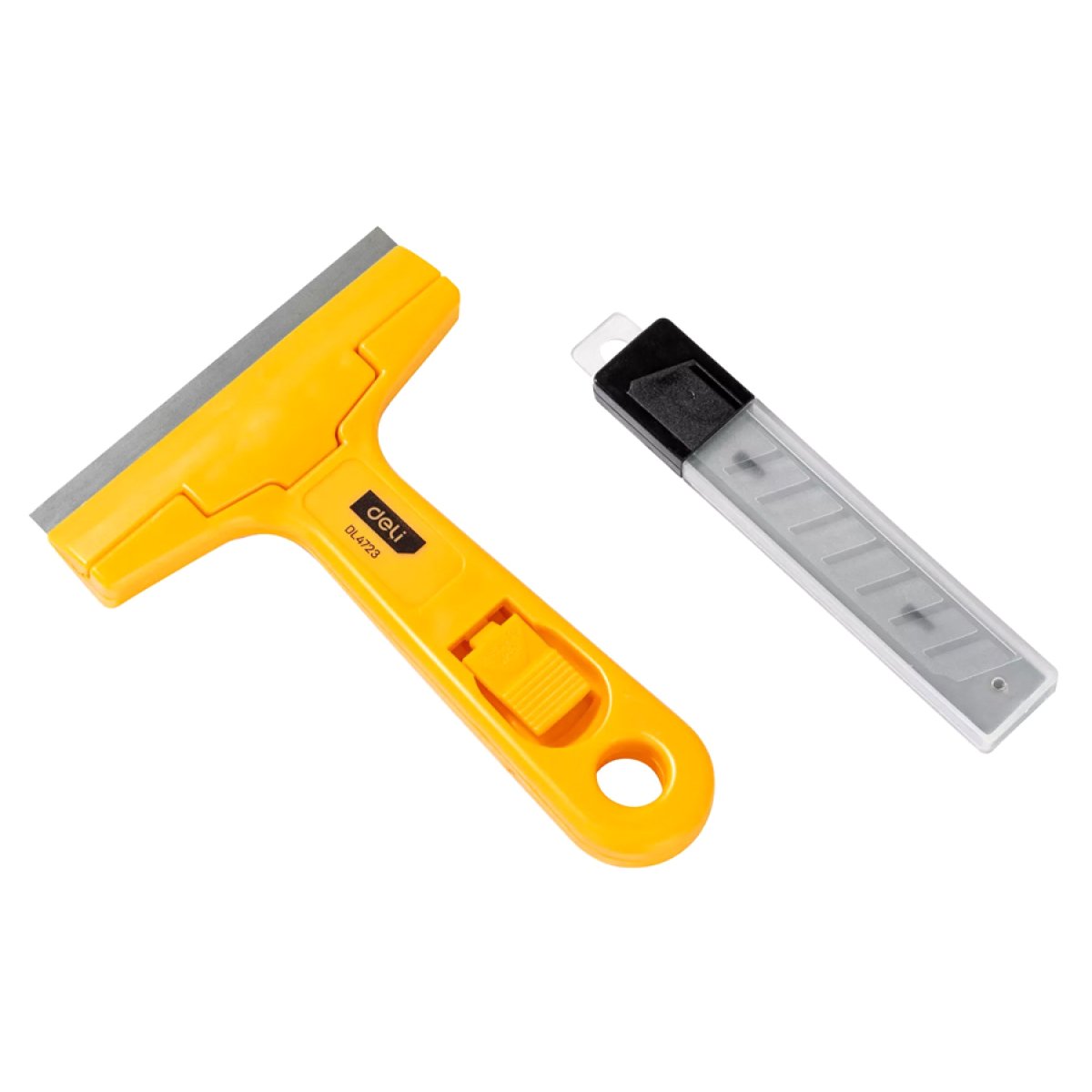 DL4723 DELI ξύστρα χειρός DL4723 με ανταλλακτικές λάμες, 100mm, κίτρινη - Image 1