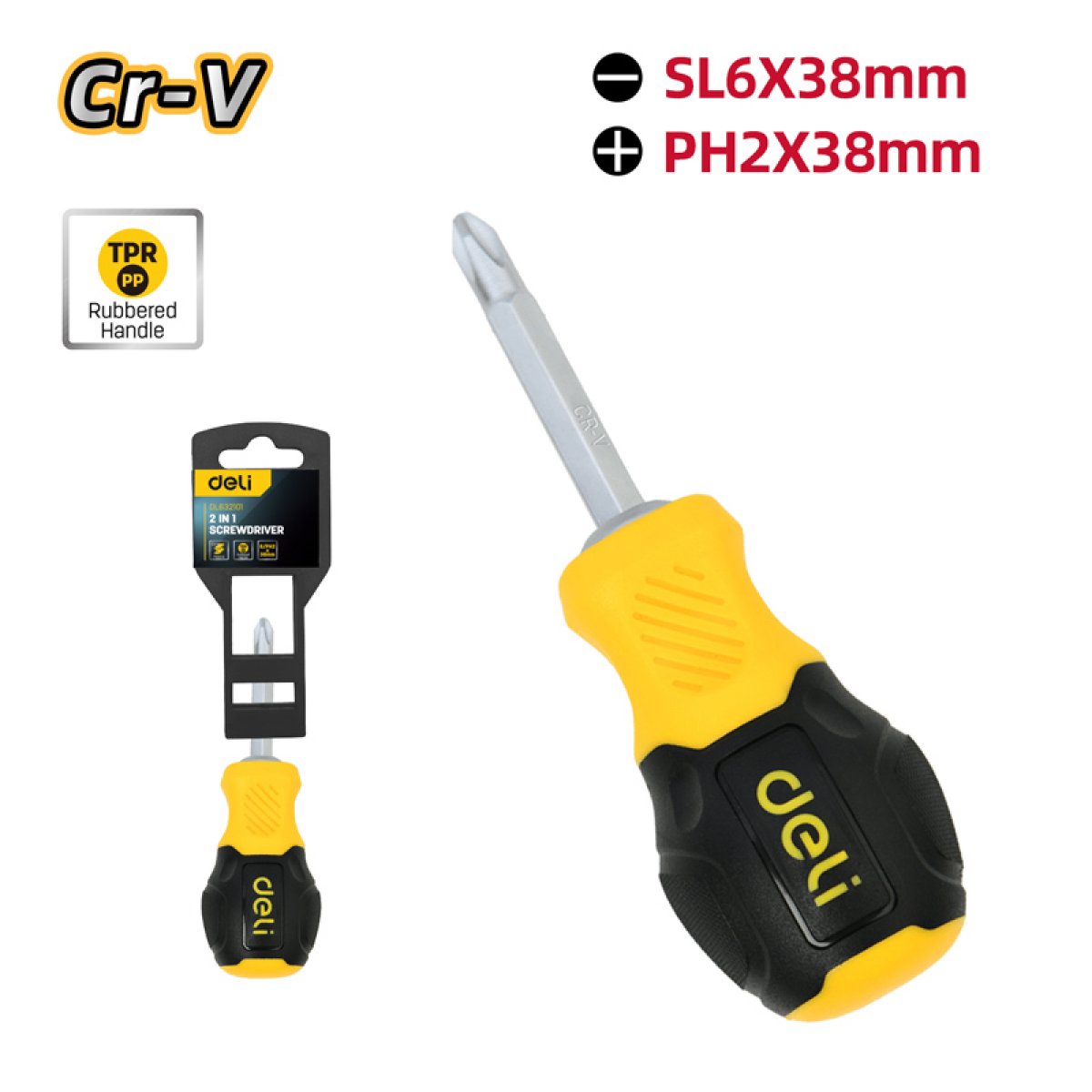 DELI κατσαβίδι DL632101 με διπλή κεφαλή, μαγνητικό, 6mm/PH2x38mm - Image 3