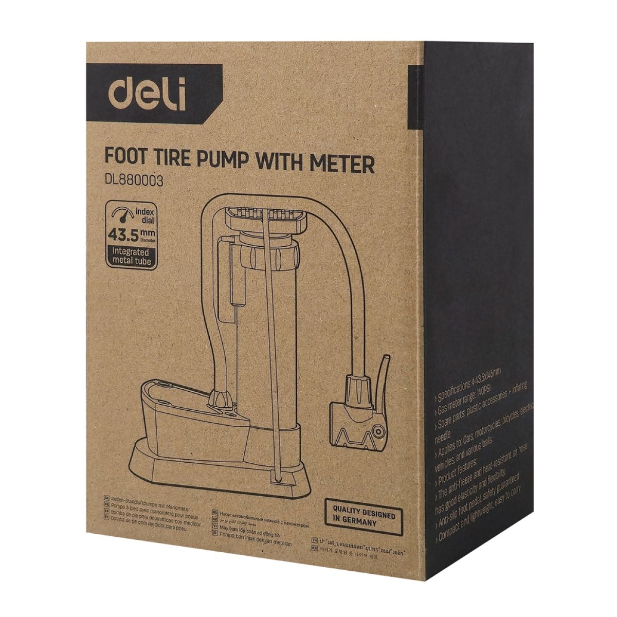 DELI τρόμπα ποδιού DL880003 με μανόμετρο, 140PSI, μαύρη - Image 4