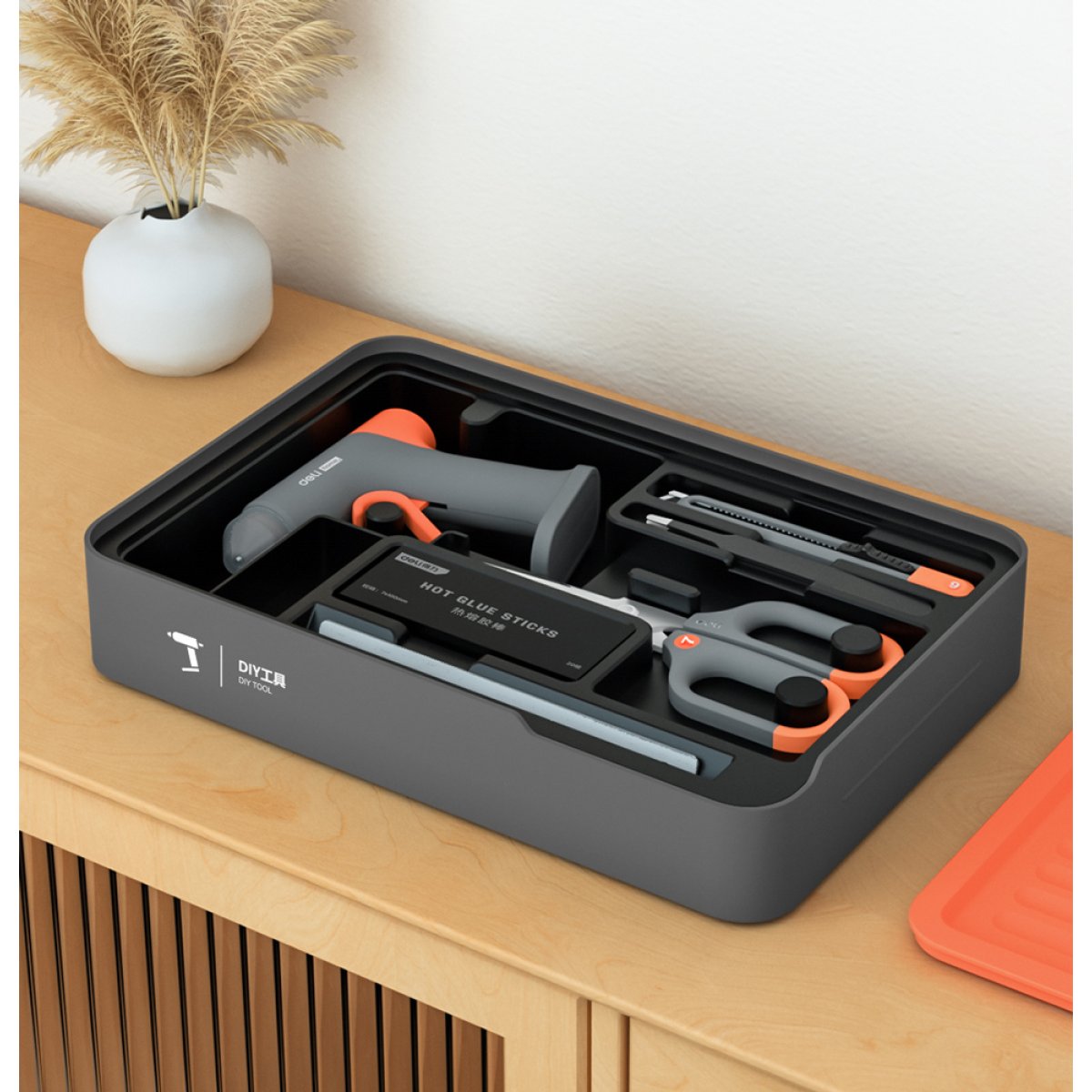 DELI σετ εργαλείων με πιστόλι θερμοκόλλησης H1001-C, 7τμχ - Image 3