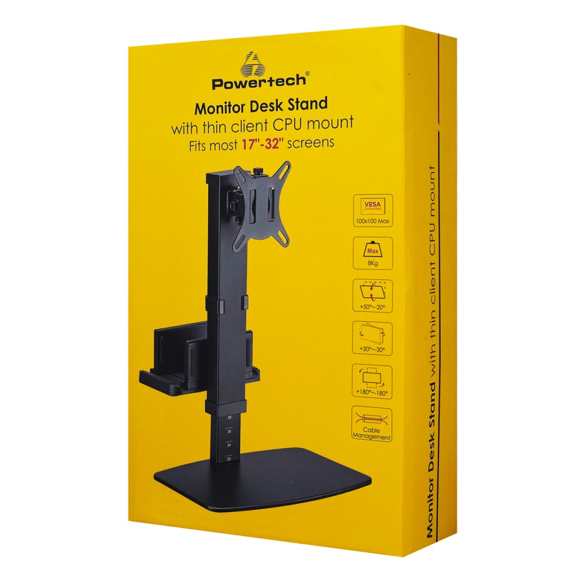 POWERTECH βάση γραφείου οθόνης PT-1449 με βάση mini PC, 17-32", έως 8kg - Image 8