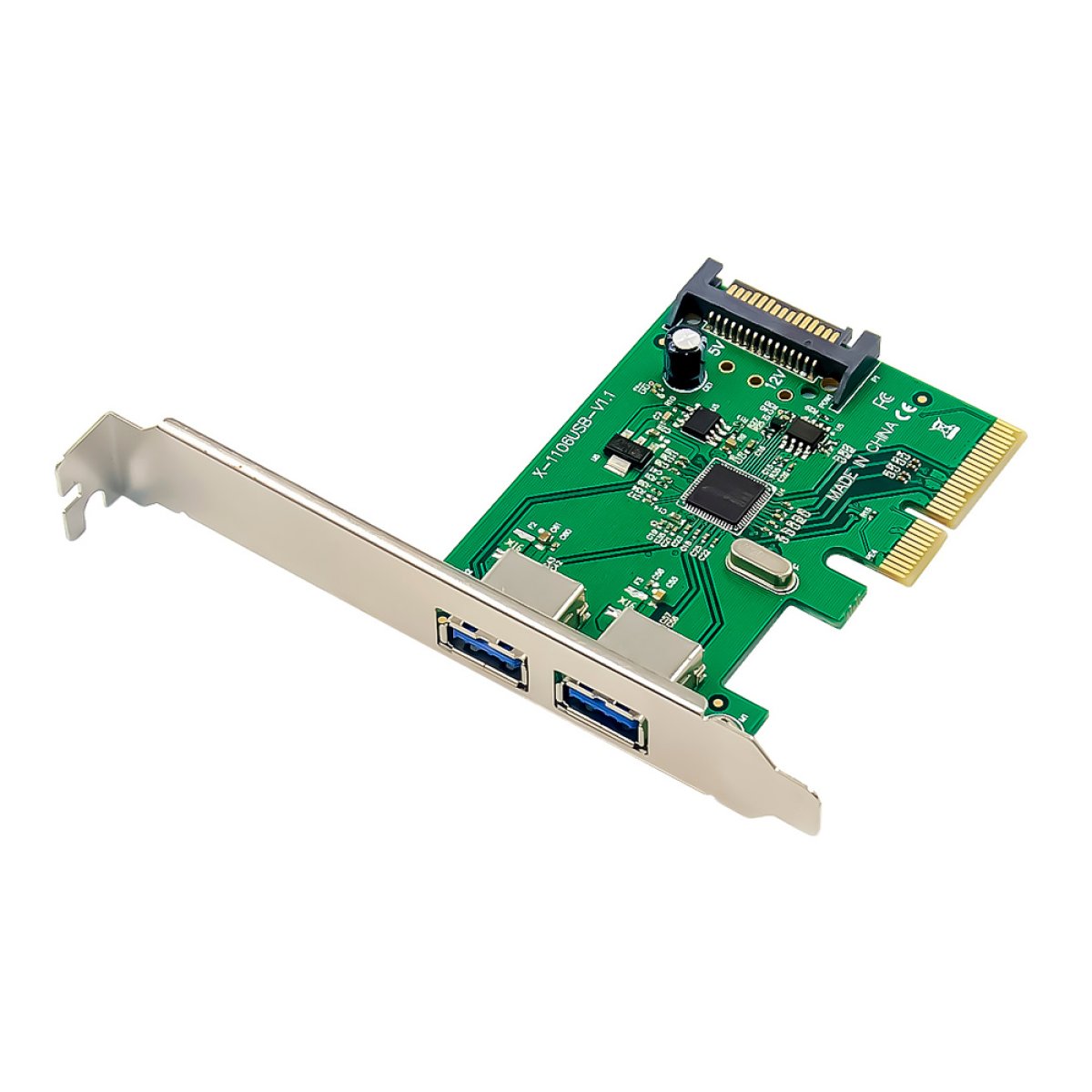 ST619 POWERTECH κάρτα επέκτασης PCIe x4 σε 2x USB ST619, 10Gbps, ASM1142 - Image 1