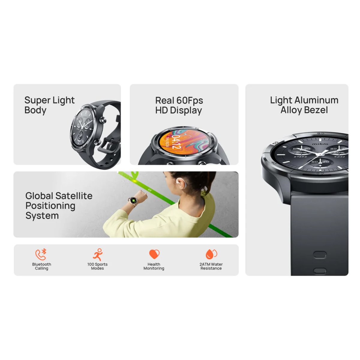 MIBRO smartwatch A3, heart rate, 1.39" IPS, GPS, 2 ATM, γκρι - Image 2