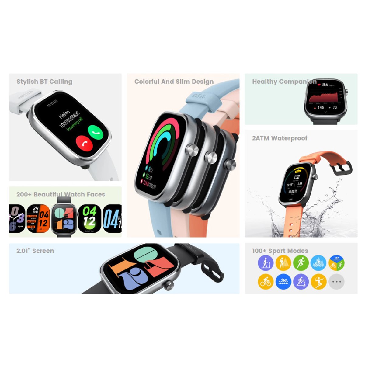 MIBRO smartwatch C4, heart rate, 2.01" TFT, 2 ATM, γκρι - Image 2