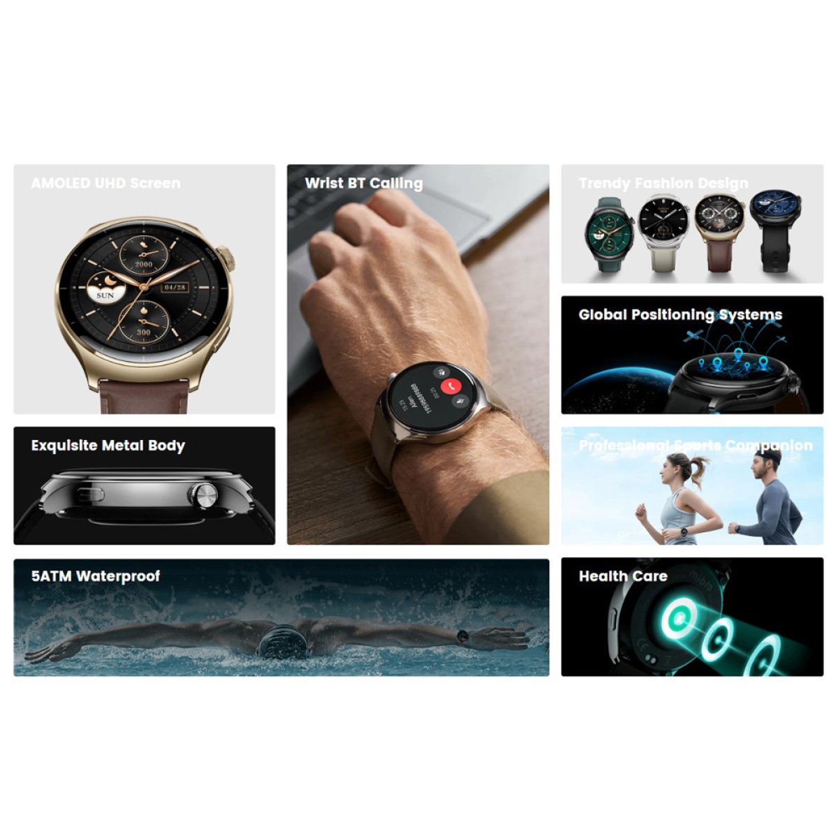 MIBRO smartwatch Lite 3 Pro με 2x λουράκια, heart rate, 1.32" AMOLED, GPS, 5 ATM, μαύρο/πράσινο - Image 2