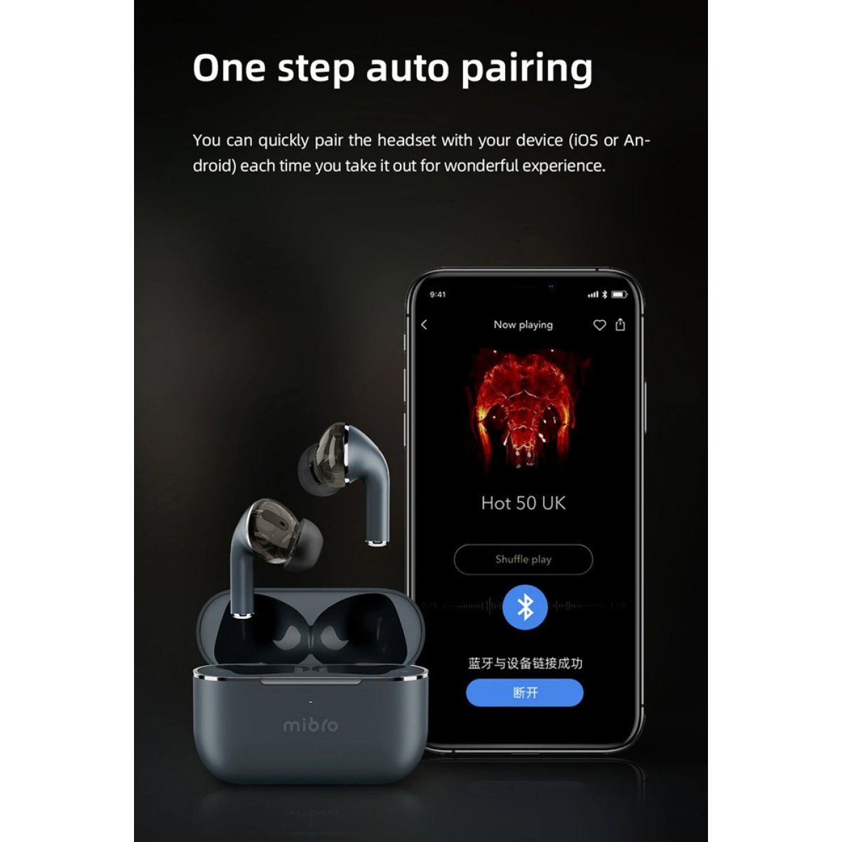 MIBRO earphones με θήκη φόρτισης M1, TWS, ENC, 25/350mAh, μπλε - Image 6